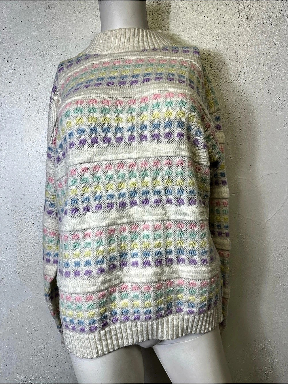 VINTAGE JOLIE BRAND PASTEL COLORED SWEATER LARGE